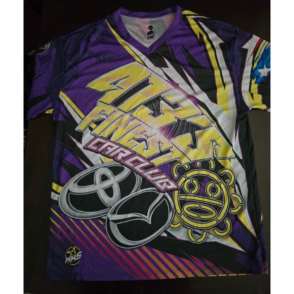 WMS 413's Finest Car Club Jersey Mens Medium Purple Toyota Mazda Racing Shirt